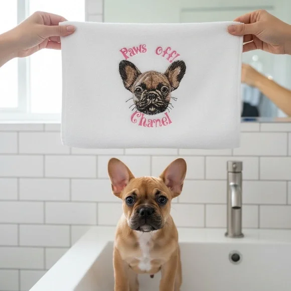 Hand Personalized Embroidered Towel your pet’s name dog, cat horses, any pet - Picture 4 of 17